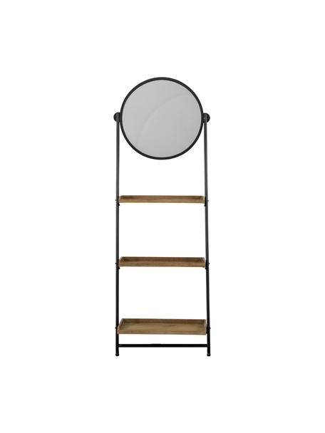Leiterregal Picoli mit Spiegel, Gestell: Metall, pulverbeschichtet, Spiegelfläche: Glas, Schwarz, Braun, B 54 x H 160 cm