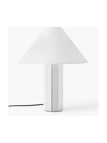 Velká stolní lampa s kovovou podstavou Lima, Stříbrná, bílá, Ø 40 cm, V 48 cm