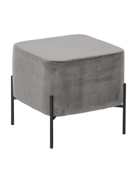 Taburete de terciopelo Harper, Tapizado: terciopelo de algodón, Patas: metal con pintura en polv, Terciopelo gris, negro, An 46 x Al 44 cm