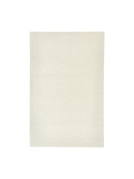 Handgetuft kortpolig wollen vloerkleed Jadie, Onderzijde: 70% katoen, 30% polyester, Crèmewit, B 120 x L 180 cm (maat S)