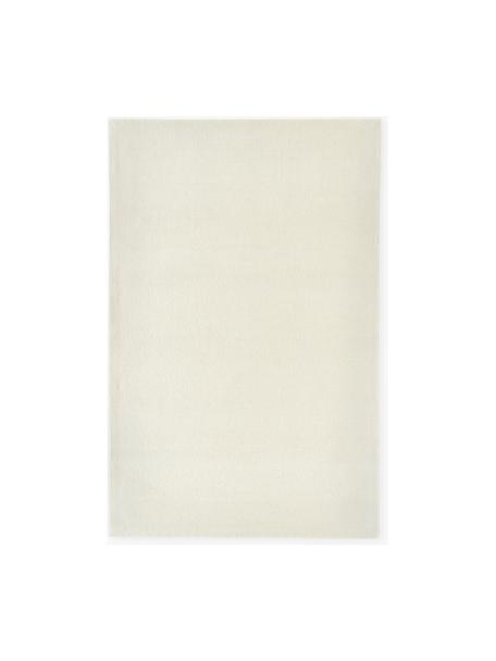 Handgetuft laagpolig wollen vloerkleed Ezra, Onderzijde: 70% katoen, 30% polyester, Crèmewit, B 120 x L 180 cm (maat S)