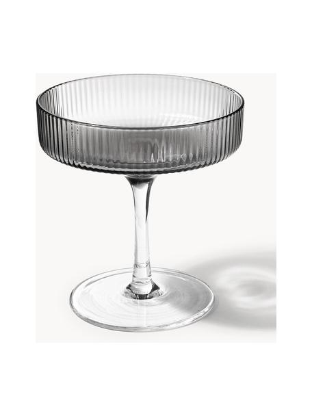 Coupes à champagne striées soufflées bouche Ripple, 2 pièces, Verre, soufflé bouche, Gris, transparent et haute brillance, Ø 11 x haut. 11 cm, 150 ml