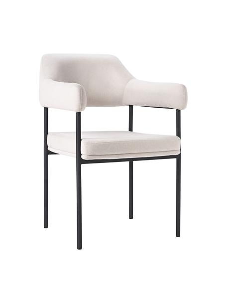 Krzesło tapicerowane z podłokietnikami Zoe, Tapicerka: 100% poliester Dzięki tka, Stelaż: metal malowany proszkowo, Beżowa tkanina, S 56 x G 62 cm