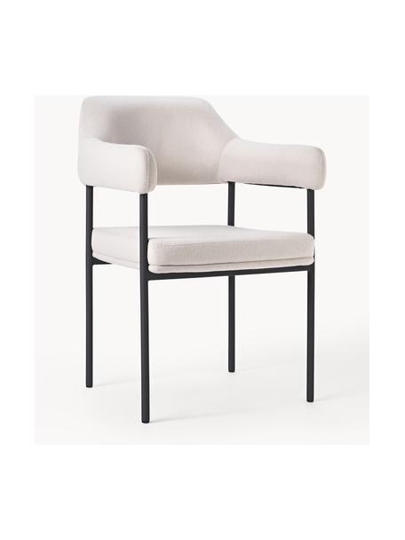 Čalouněná židle s područkami Bowie, Krémově bílá, Š 56 cm, H 62 cm