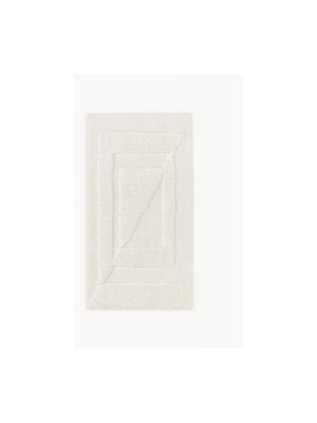 Flauschiger Hochflor-Teppich Zion mit erhabener Hoch-Tief-Struktur, Flor: 100 % Polyester, GRS-zert, Cremeweiss, B 80 x L 150 cm (Grösse XS)