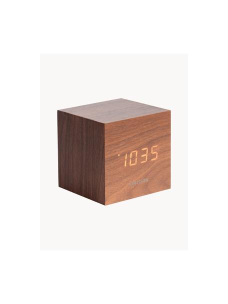 LED-Wecker Cube mit USB-Anschluss, Holzfurnier, Dunkles Holz, B 8 x H 8 cm