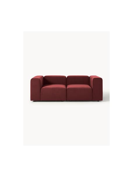 Sofá modular de terciopelo Lena (3 plazas), Tapizado: terciopelo (100% poliéste, Estructura: madera de pino, contracha, Patas: plástico., Terciopelo rojo vino, An 209 x F 106 cm