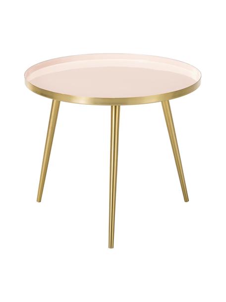 Okrągły stolik pomocniczy z metalu Amalia, Blat: jasny różowy Nogi stolika: odcienie złotego, Ø 50 x W 42 cm