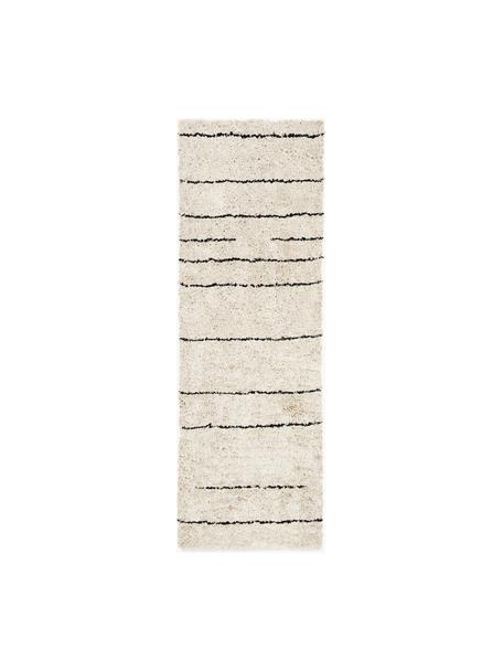 Passatoia soffice a pelo lungo taftata a mano Dunya, Retro: 100% cotone, Beige, nero, Larg. 80 x Lung. 250 cm