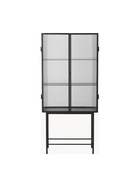 Vitrine Haze mit Glastüren, Gestell: Stahl, pulverbeschichtet, Schwarz, Transparent, B 70 x H 155 cm