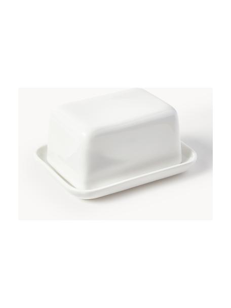 Porzellan Butterdose Nessa, Hochwertiges Hartporzellan, Off White, glänzend, B 17 x H 8 cm