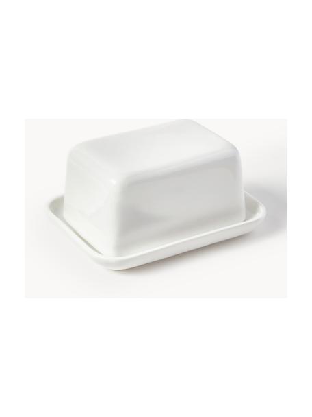 Burriera in porcellana Nessa, Porcellana a pasta dura di alta qualità smaltata, Bianco latte lucido, Larg. 17 x Alt. 8 cm
