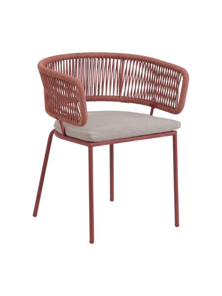 Chaise de jardin corde tressée Nadin, Vieux rose, larg. 58 x prof. 48 cm