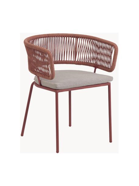 Zahradní židle s výpletem Nadin, Světle béžová, korálově červená, Š 58 cm, H 48 cm