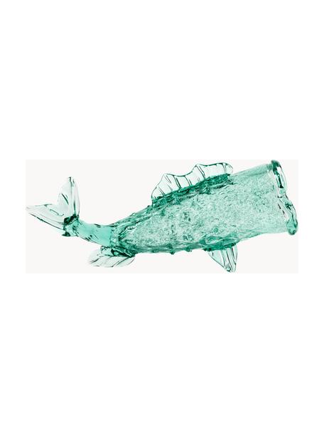 Bote de almacenamiento soplado Fish, Vidrio soplado artesanalmente, Verde menta transparente, An 48 x Al 20 cm