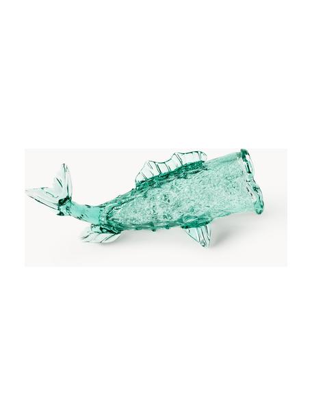 Contenitore in vetro soffiato Fish, Vetro soffiato, Verde menta trasparente, Larg. 48 x Alt. 20 cm