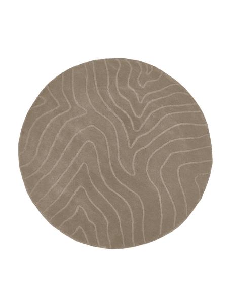 Okrúhly vlnený koberec Aaron, ručne tuftovaný, Sivobéžová, Ø 120 cm (veľkosť S)