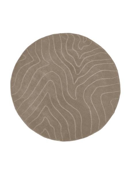 Okrągły ręcznie tuftowany dywan z wełny Aaron, Taupe, ∅ 150 cm (Rozmiar M)