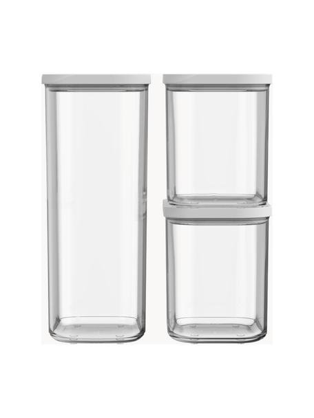 Aufbewahrungsdosen Modula, 3er-Set, Kunststoff, BPA-frei, Weiss, Transparent, Set mit verschiedenen Grössen