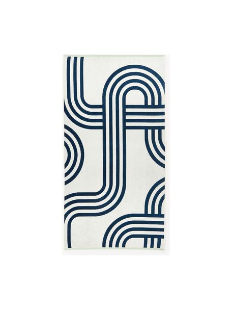 Strandtuch Shiloh mit geometrischem Muster, Off White, Dunkelblau, B 90 x L 170 cm
