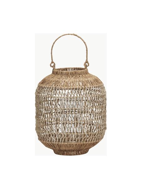 Handgefertigte Laterne Dive aus Jute, Gestell: Eisen, beschichtet, Beige, Ø 28 x H 34 cm