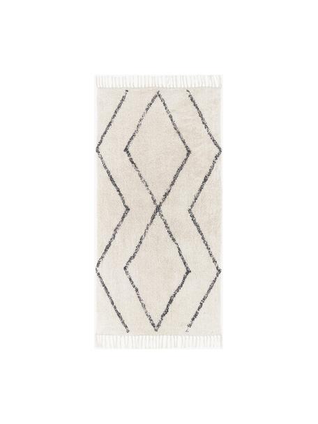 Tapis d'entrée en coton à franges, tufté main Bina, 100 % coton

Le matériau est certifié STANDARD 100 OEKO-TEX®, 21.HIN.90042, HOHENSTEIN HTTI, Beige, noir, larg. 80 x long. 150 cm (taille XS)