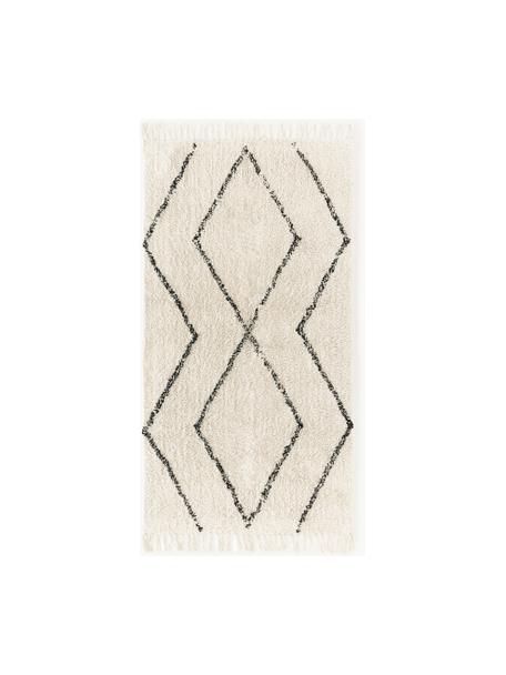 Tapis d'entrée en coton à franges, tufté main Bina, 100 % coton

Le matériau est certifié STANDARD 100 OEKO-TEX®, 21.HIN.90042, HOHENSTEIN HTTI, Beige, noir, larg. 80 x long. 150 cm (taille XS)