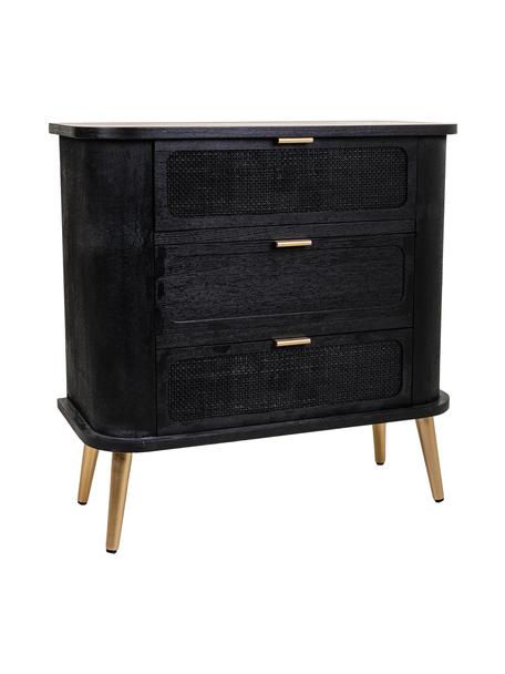 Okrúhla komoda z dreva Cayetana, Drevo čierna, Š 80 x V 81 cm