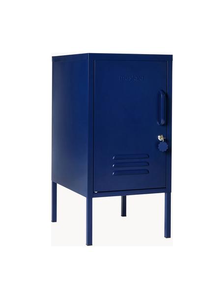 Mesita de noche taquilla de metal The Shorty, apertura de puerta izquierda o derecha, Acero con pintura en polvo, Azul oscuro, Apertura hacia la izquierda
