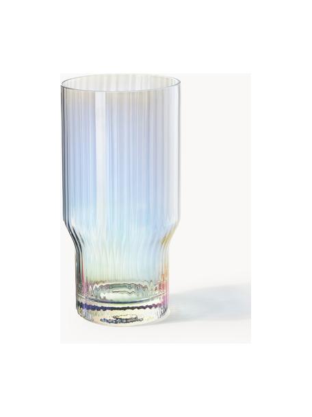 Vasos soplados artesanalmente con relieve Juno, 4 uds., Vidrio sódico-cálcico, Transparente, Ø 7 x Al 14 cm, 380 ml