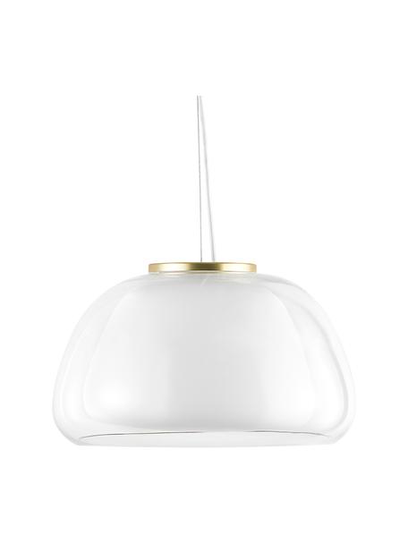 Lampada a sospensione in vetro Jelly, Paralume: vetro, Decorazione: metallo, Trasparente, bianco, Ø 39 x Alt. 23 cm