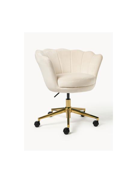 Krzesło biurowe z aksamitu Oyster, Tapicerka: aksamit (100% poliester) , Stelaż: metal malowany proszkowo, Beżowy aksamit, S 68 x G 61 cm