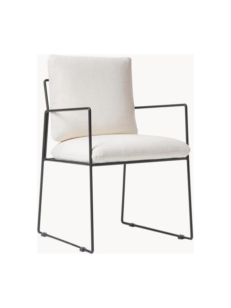 Čalouněná židle s kovovým rámem Wayne, Tlumeně bílá, Š 54 cm, H 52 cm