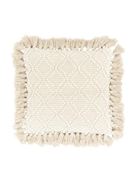 Poszewka na poduszkę z frędzlami Martina, 100% bawełna, Beżowy, S 45 x D 45 cm