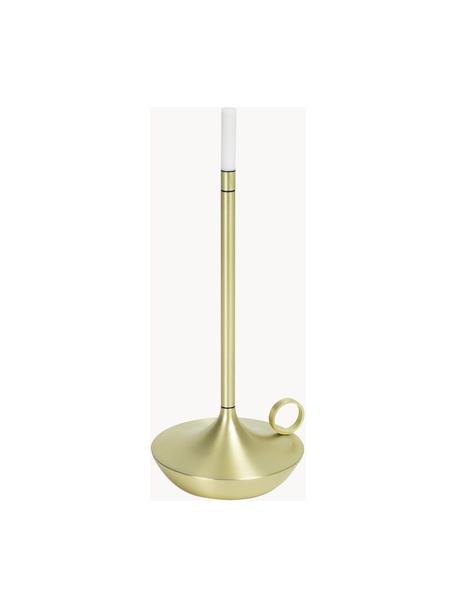 Kleine mobiele LED tafellamp Wick met touch functie, dimbaar, Lampvoet: aluminium, gerecycled en , Lampenkap: kunststof, Messingkleurig, Ø 12 x H 26 cm
