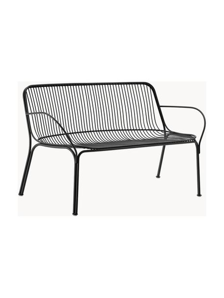 Banc de jardin Hiray, Acier galvanisé, laqué, Noir, larg. 121 x prof. 68 cm