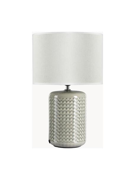 Tischlampe Go for Glow, Lampenschirm: Leinen, Lampenfuß: Keramik, Greige, Weiß, Ø 25 x H 40 cm