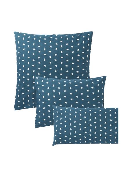 Baumwoll-Kopfkissenbezug Amma mit Tupfen-Muster, Webart: Renforcé Fadendichte 144 , Blau, B 50 x L 70 cm