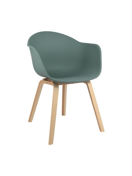 Židle s područkami s dřevěnými nohami Claire, Šedozelená, bukové dřevo, Š 60 cm, H 54 cm