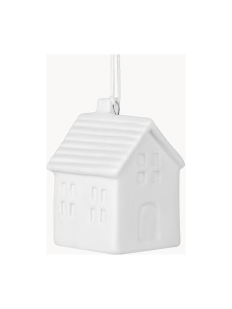 Handgefertigte Baumanhänger Home, 6 Stück, Porzellan, Weiss, B 4 x H 6 cm