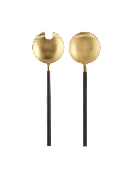 Cubiertos para ensalada Amine, 2 pzas., Acero inoxidable 18/10 recubierto

La cubertería está hecha de acero inoxidable. Por tanto, es duradera, inoxidable y resistente a las bacterias., Negro, dorado, L 27 cm