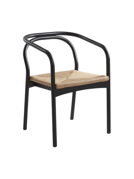 Chaise design bois de bouleau corde tressée Lidingo, Noir, beige, larg. 54 x prof. 56 cm