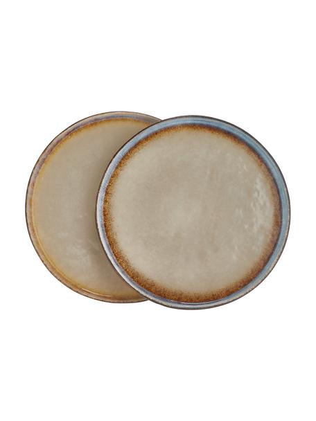 Handgemaakte dessertbord Nomimono in beige/grijs, 2 stuks, Keramiek, Grijs, greige, Ø 17 cm