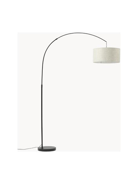 Lámpara arco grande Niels, Pantalla: lino, Cable: cubierto en tela, Beige claro, negro, Al 218 cm