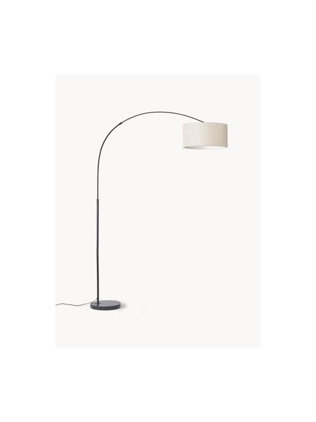 Lampada grande ad arco Niels, Paralume: lino, Beige chiaro, nero, Alt. 218 ml