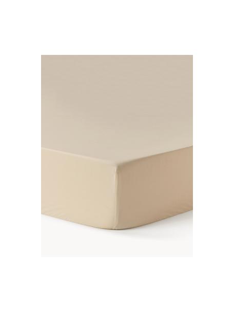 Topper hoeslaken Elsie, katoen perkal, Weeftechniek: perkal, Beige, B 200 x L 200 cm, H 15 cm