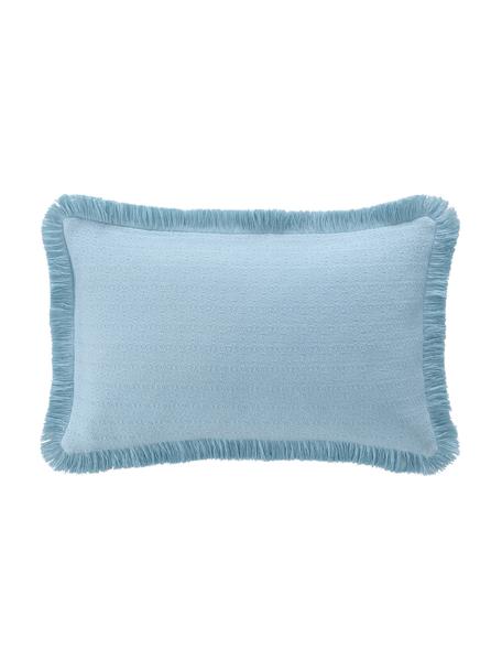 Poszewka na poduszkę z bawełny z frędzlami Lorel, 100% bawełna, Niebieski, S 30 x D 50 cm