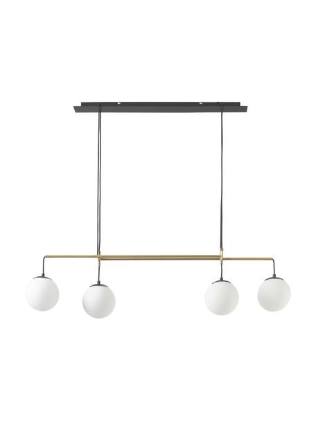 Große Pendelleuchte Flux, Lampenschirm: Opalglas, Baldachin: Metall, pulverbeschichtet, Schwarz, Goldfarben, B 127 x H 150 cm