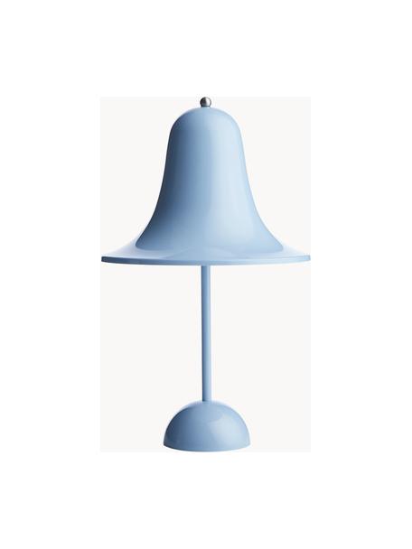 Kleine mobiele LED tafellamp Pantop, dimbaar, Kunststof, Lichtblauw, Ø 18 x H 30 cm