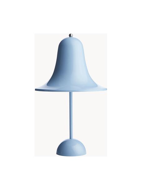 Kleine mobile LED-Tischlampe Pantop, Design Verner Panton, Kunststoff, Hellblau, glänzend, Ø 18 x H 30 cm